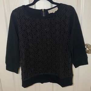 Black sweater with floral overlay from LOFT